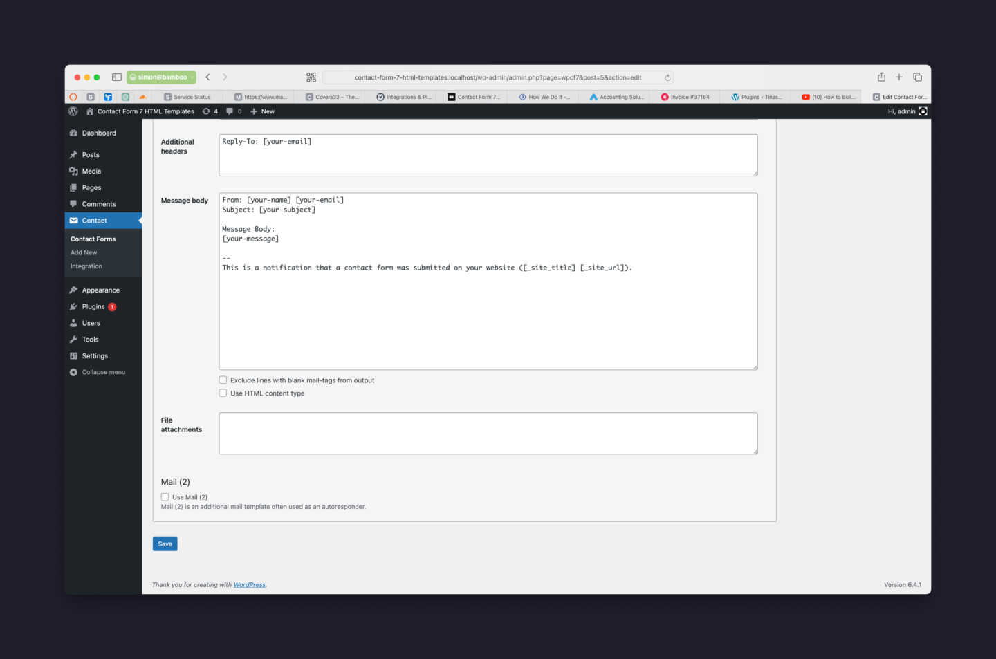 Edit Contact Form 7
