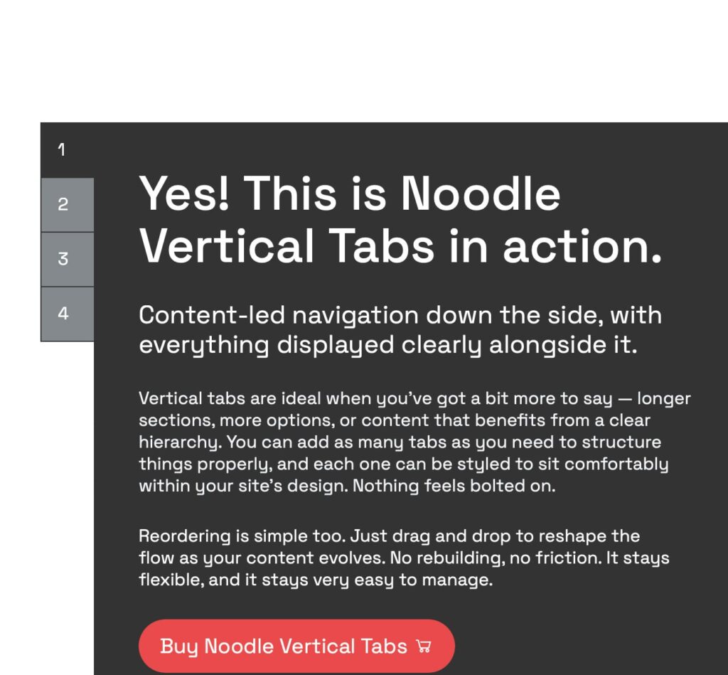 Straight Vertical Tabs, Change of Width and Colours
